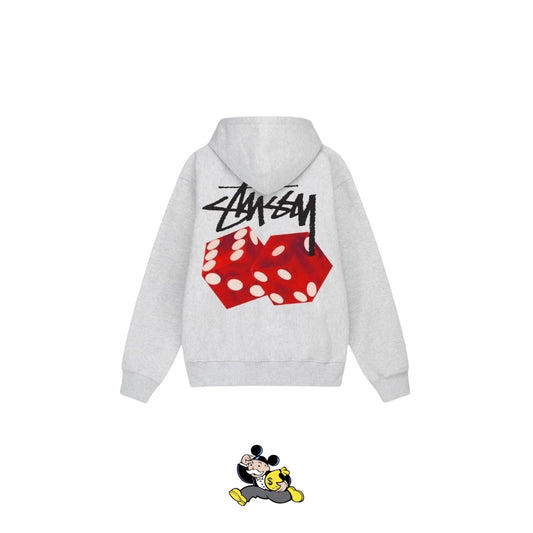 STUSSY GREY DICE HOODIE