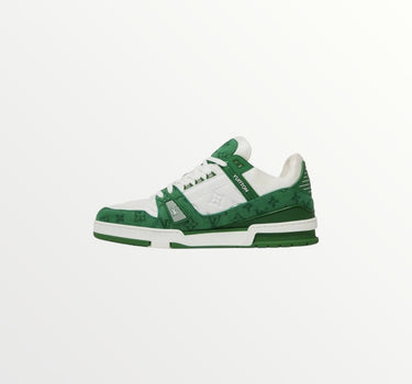 lv trainer green monogram sneaker