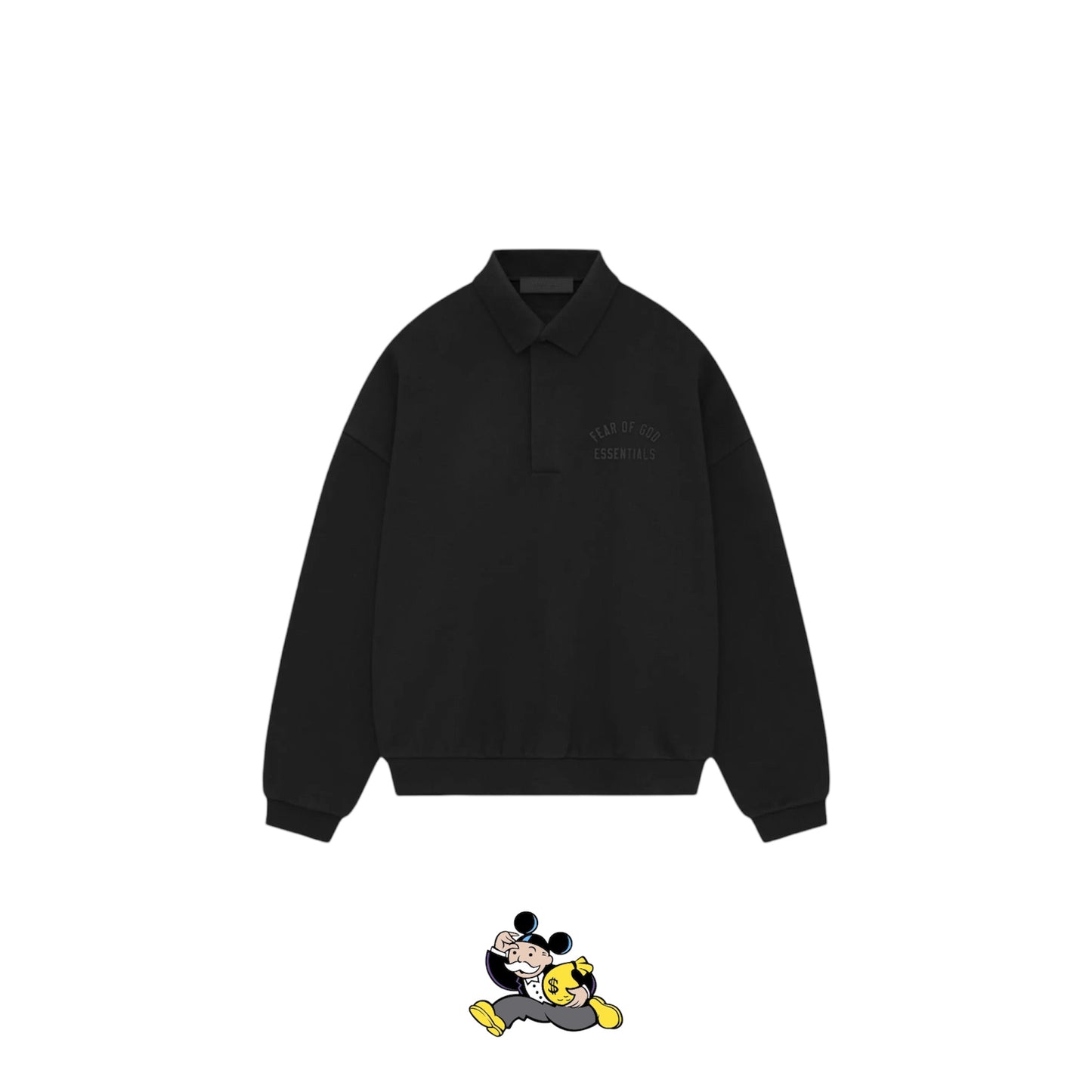 ESSENTIALS FLEECE POLO BLACK