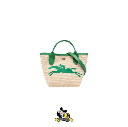 LONG CHAMP SMALL LE PANIER PLIAGE TOTE BAG - GREEN