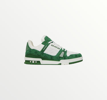lv trainer green monogram sneaker