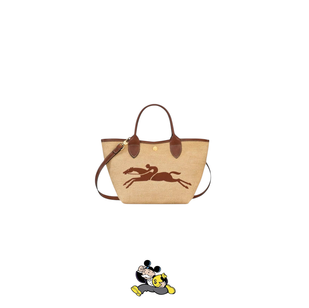 LONG CHAMP SMALL LE PANIER PLIAGE TOTE BAG - BROWN